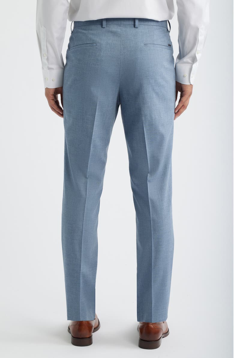 BOSS Genius Slim Fit Flat Front Virgin Wool Blend Dress Pants, Alternate, color, Open Blue