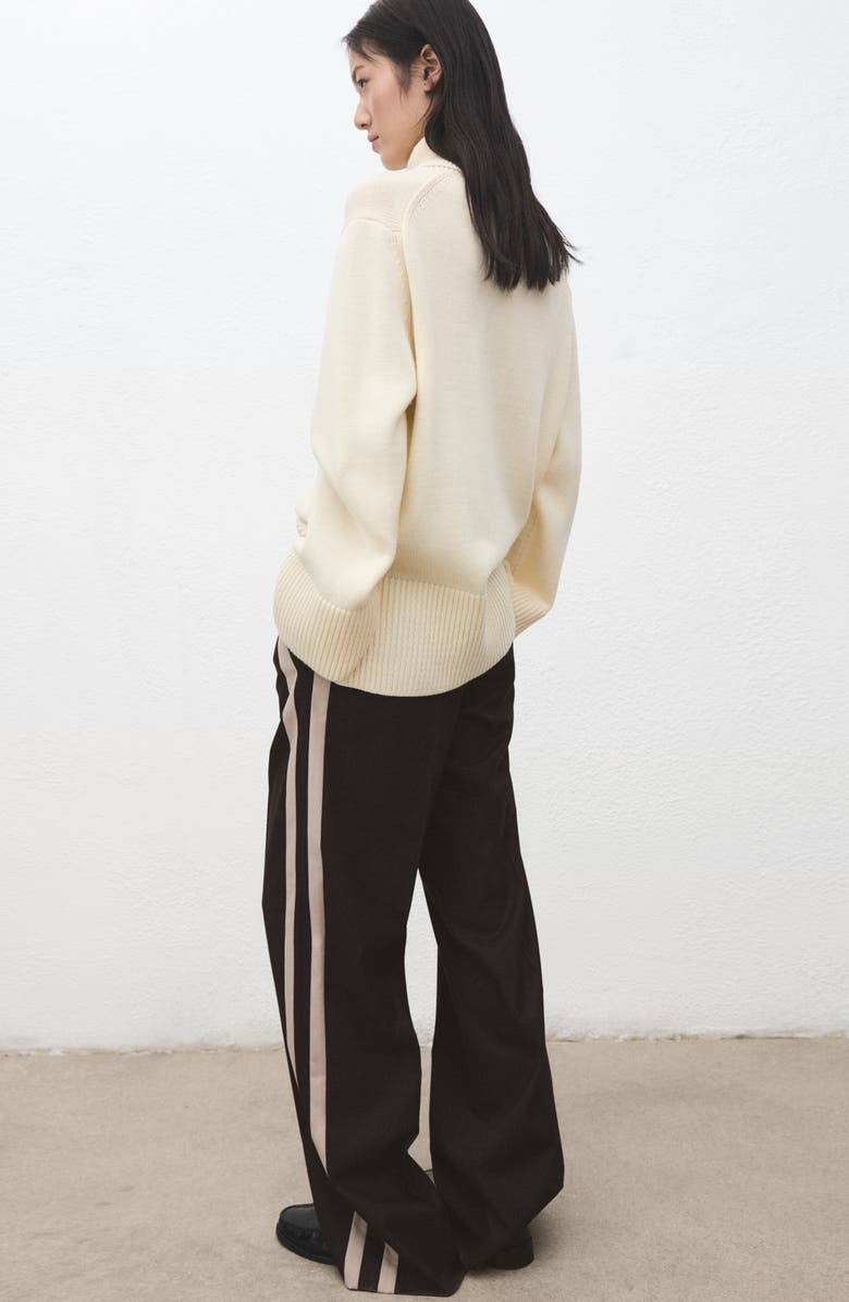 MANGO Side Stripe Wide Leg Pants, Alternate, color, Chocolate