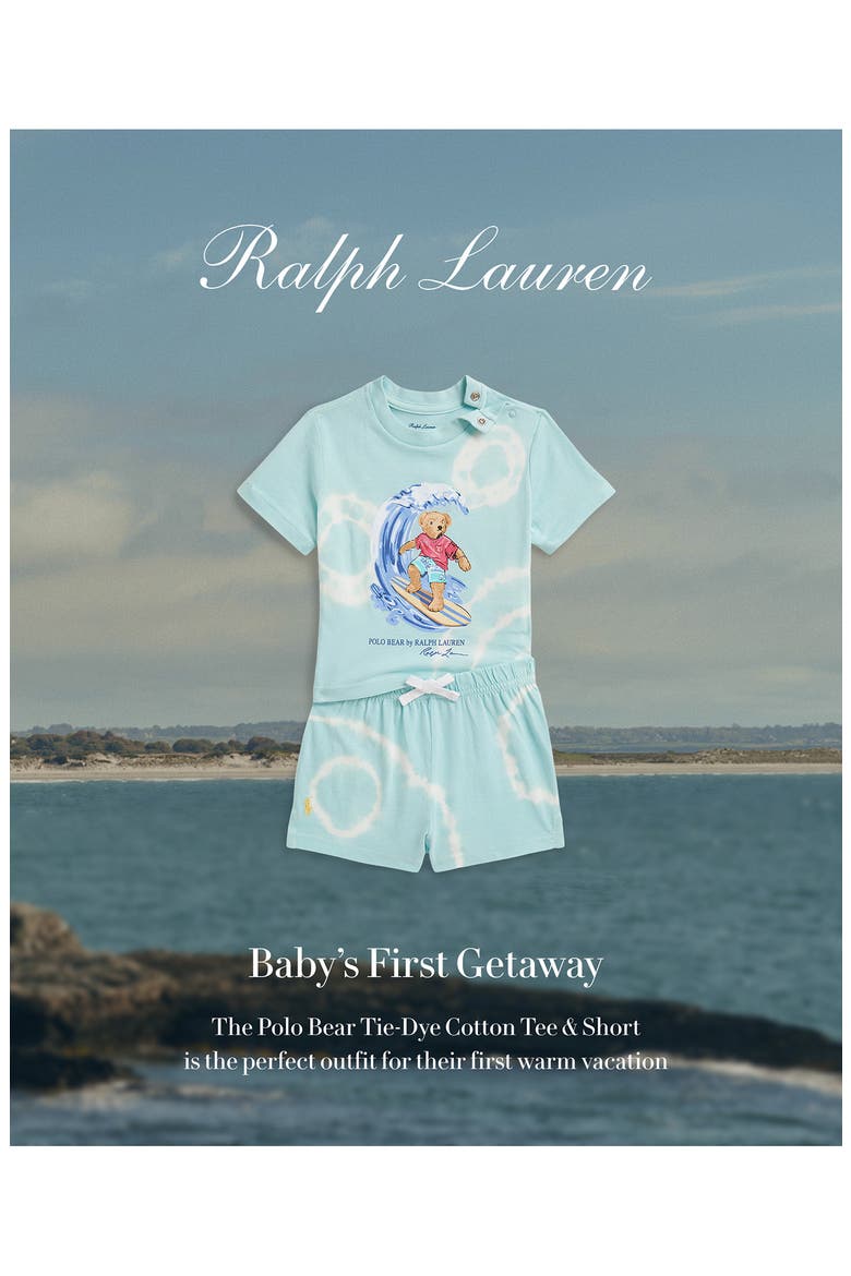 Polo Bear Surf Tie Dye Graphic T-Shirt & Shorts Set, Alternate, color, PARAKEET