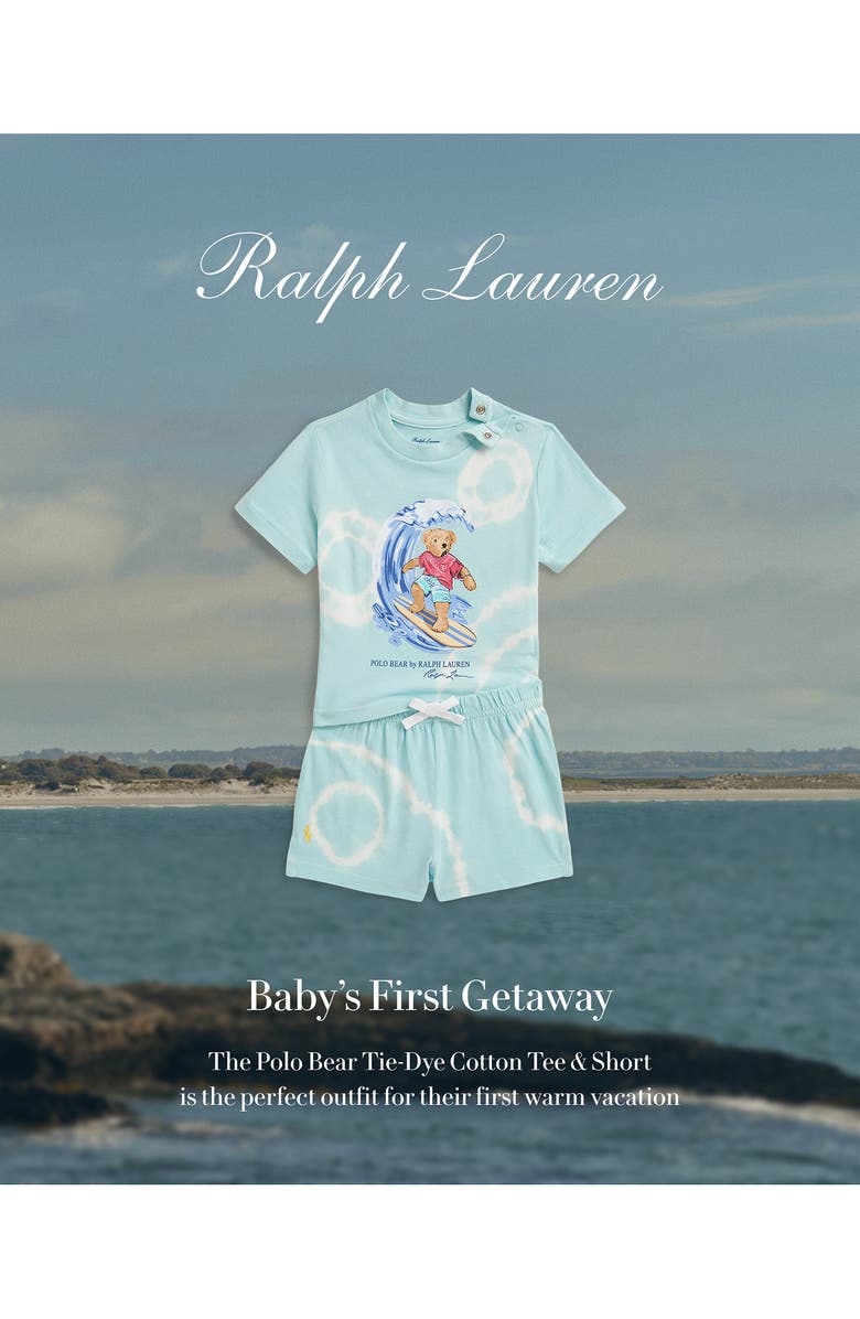 Ralph Lauren Polo Bear Surf Tie Dye Graphic T-Shirt & Shorts Set, Alternate, color, Parakeet
