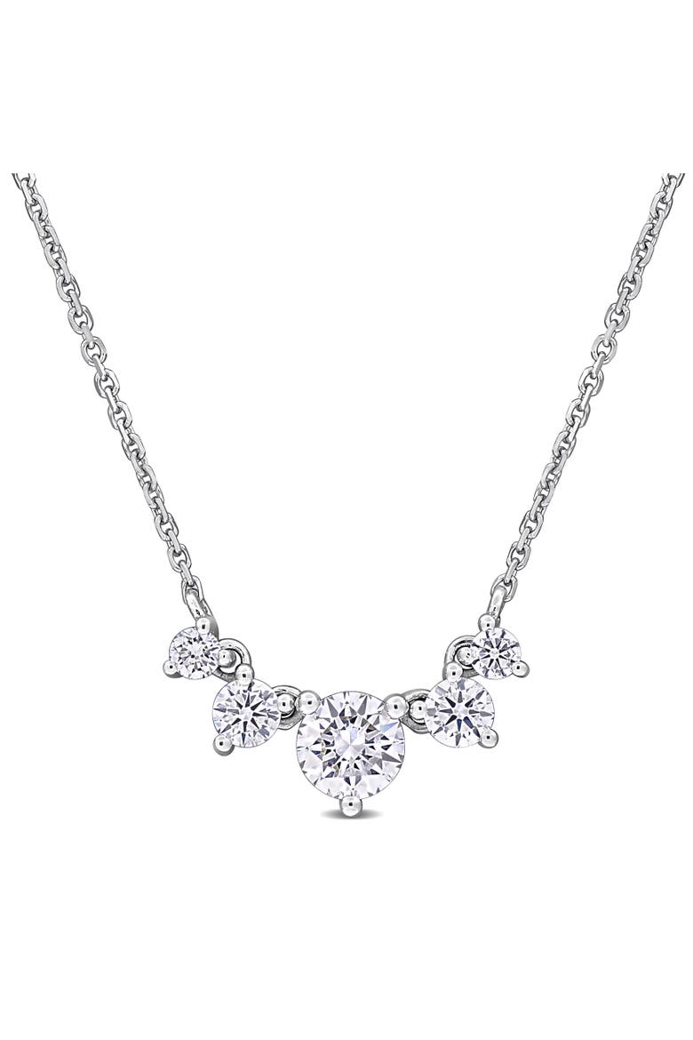 Lab-Grown Diamond 5-Stone Necklace 14k, Main, color, White Gold