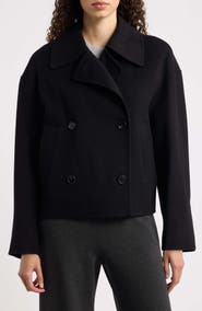 Theory Double Breasted Wool Blend Peacoat