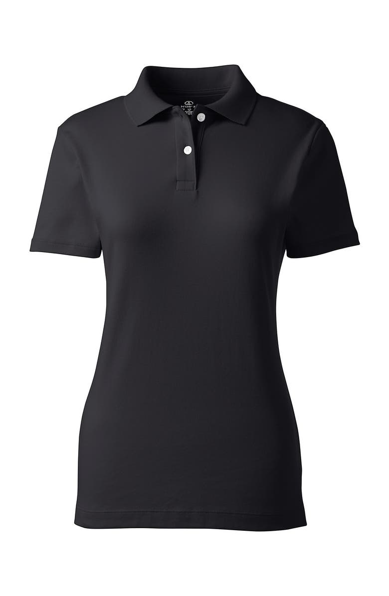 Lands' End School Uniform Short Sleeve Feminine Fit Interlock Polo Shirt, Alternate, color, Black