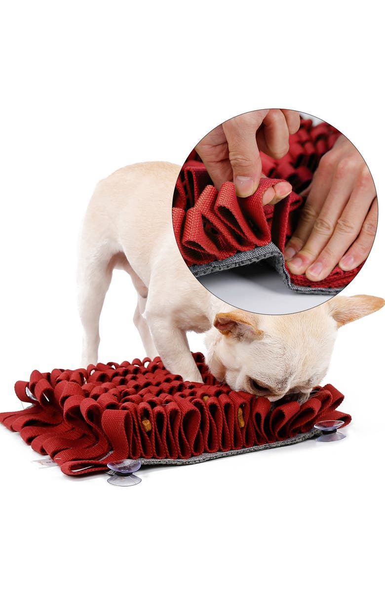 PET LIFE 'Sniffer Grip' Interactive Anti-Skid Pet Snuffle Mat, Alternate, color, Red