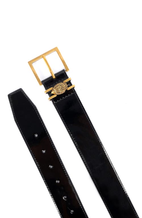Kurt Geiger London Glossy Leather Belt In Black
