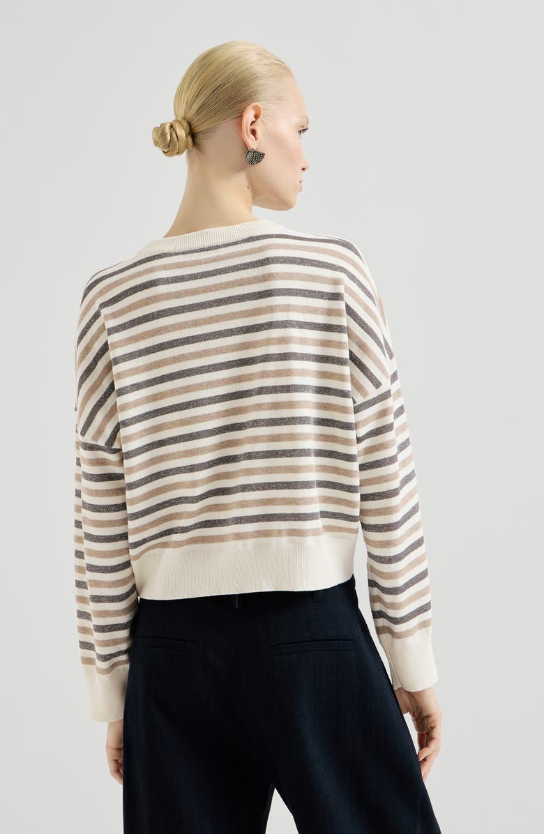 Brunello Cucinelli Sparkling stripes sweater, Alternate, color, White