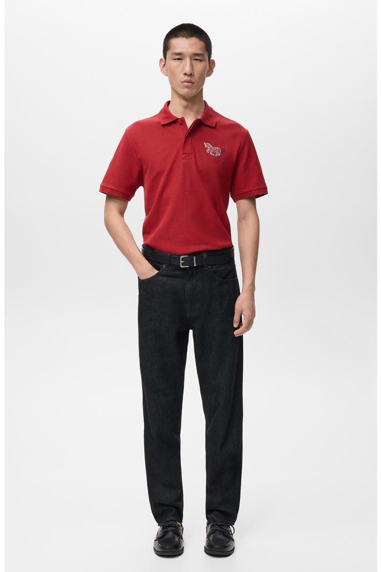 Embroidered Cotton Piqué Polo, Alternate, color, RED