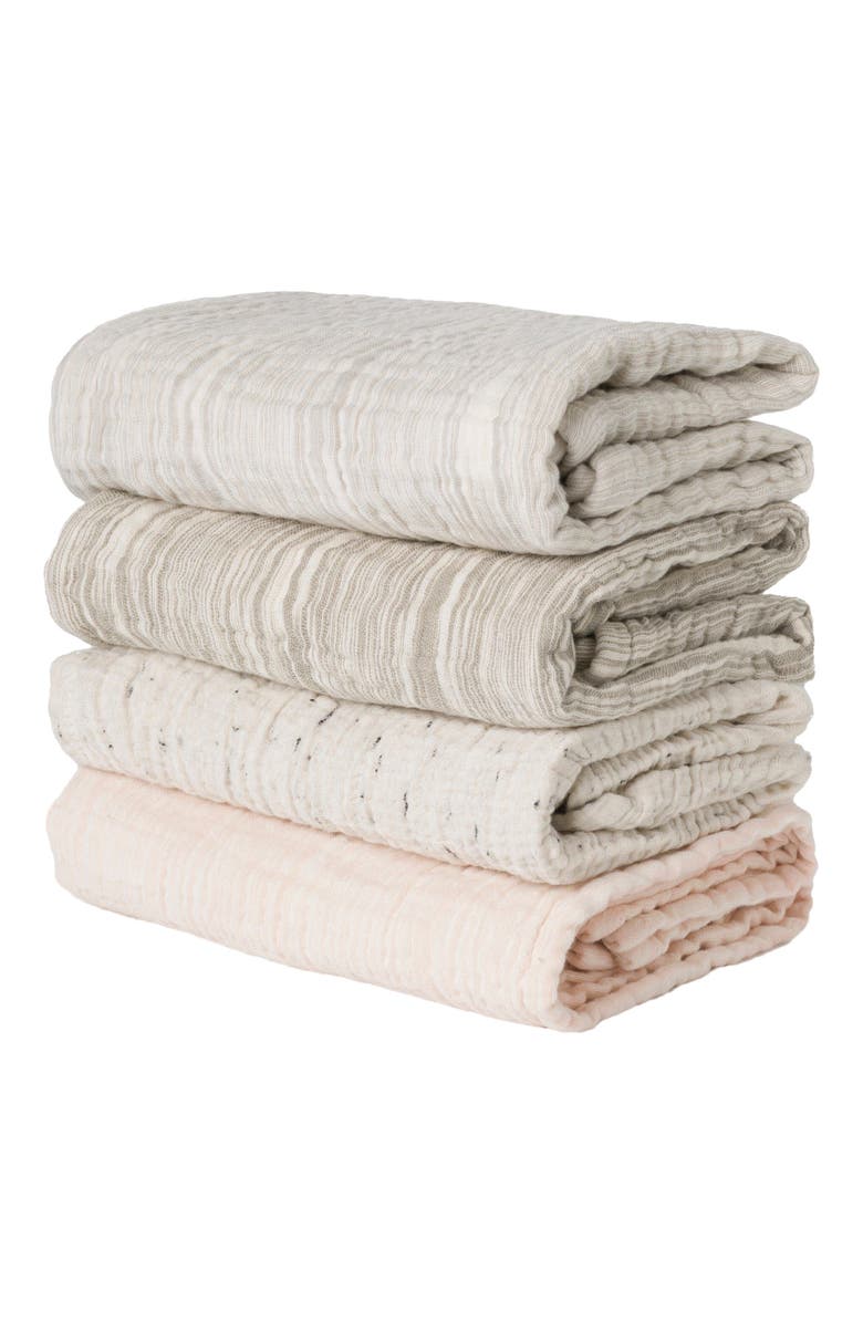 Olive & Linen Soho Supersoft 4-Layer Cotton Gauze Hand Towel Bundle, Alternate, color, Olive