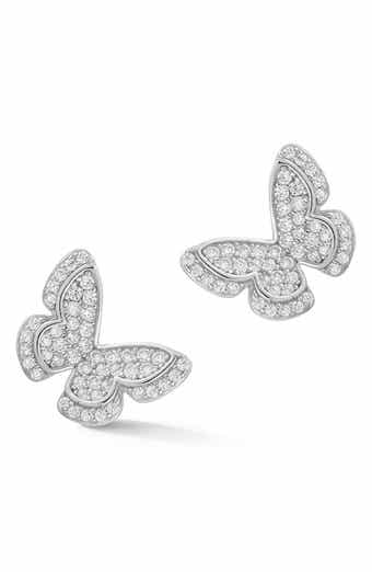 Pavé Cubic Zirconia Butterfly Stud Earrings