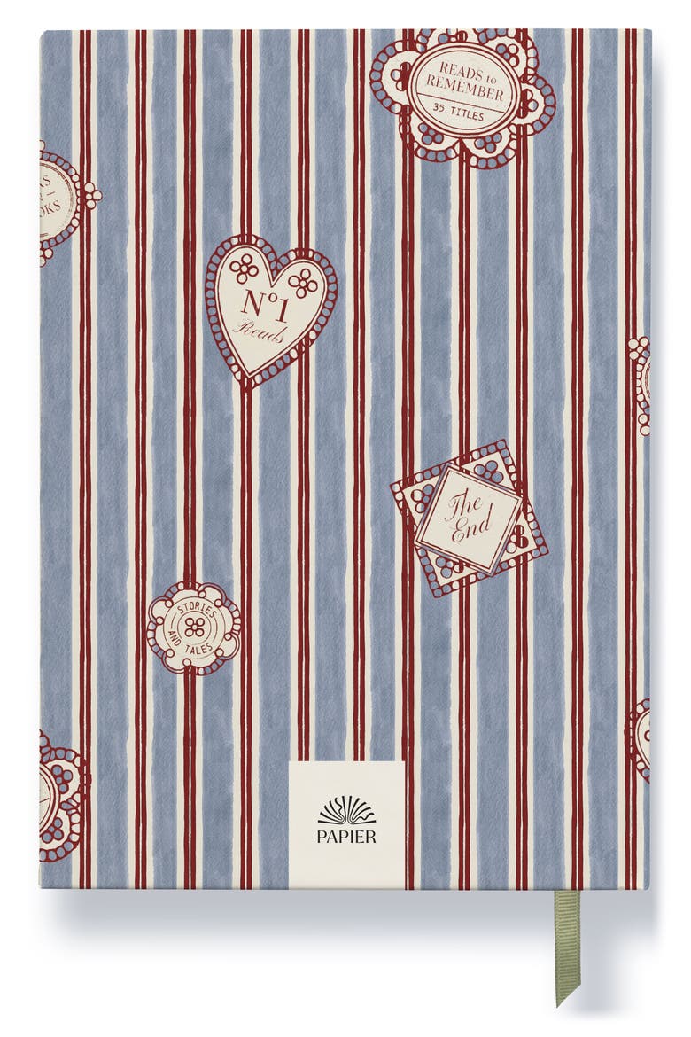 Stripes & Stamps Reading Journal, Alternate, color, LIGHT/ PASTEL BLUE