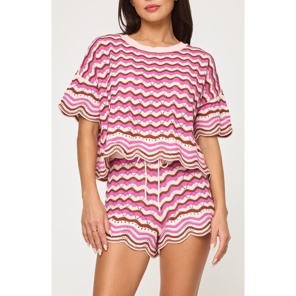 L*space Lspace Sun Chaser Stripe Cover-up Shorts In Shell Yeah Crochet