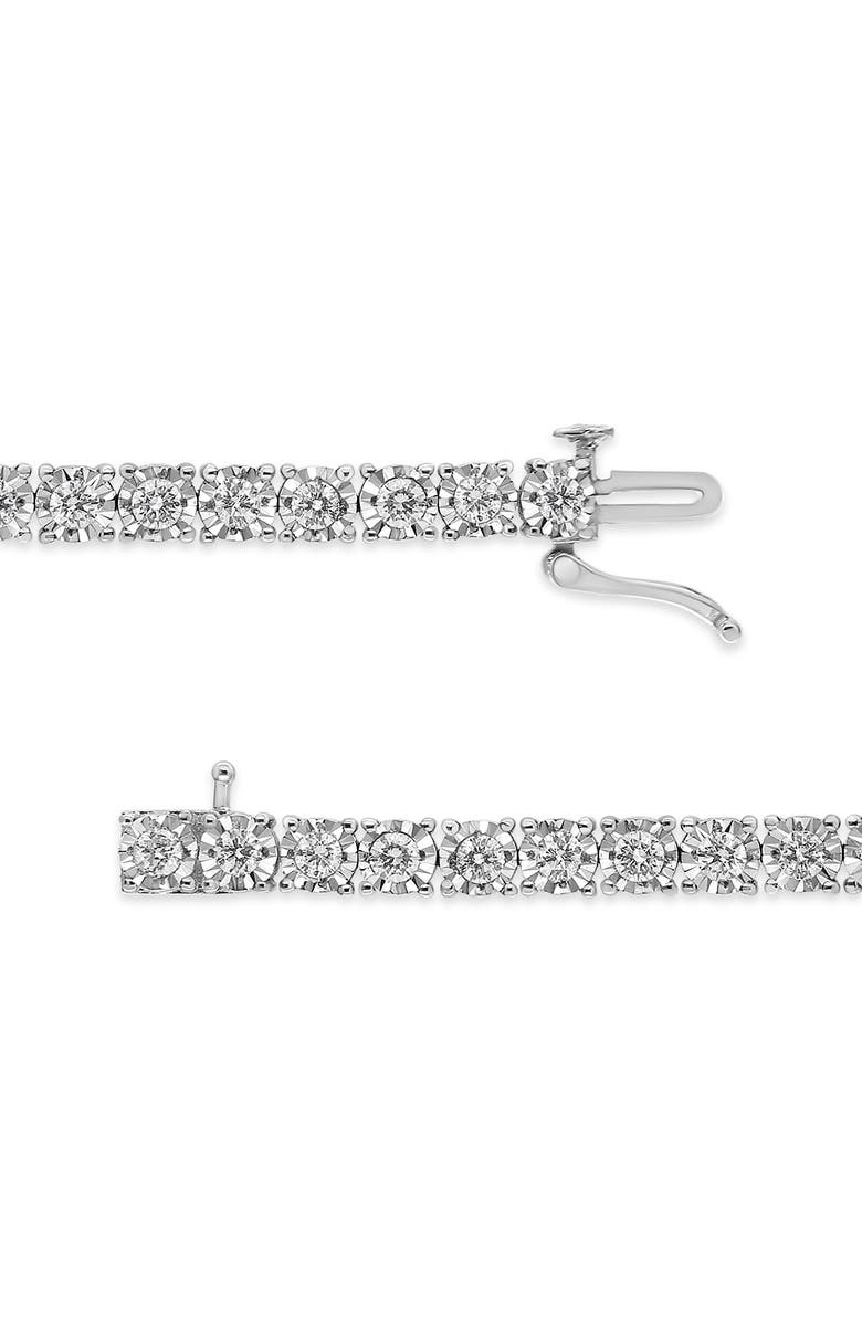 Haus of Brilliance Silver 3.0 Cttw Diamond Illusion-Set Miracle Plate Tennis Bracelet, Alternate, color, White