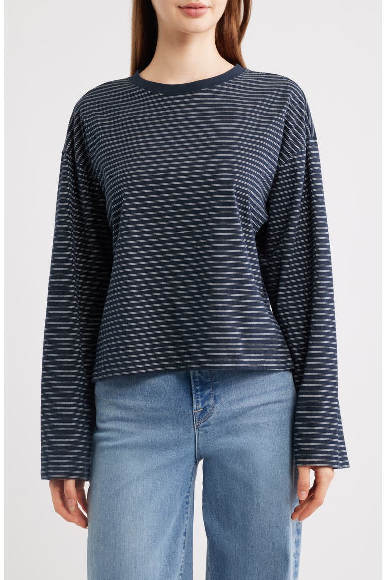 Kelly Stripe Boxy T-Shirt, Main, color, NAVY