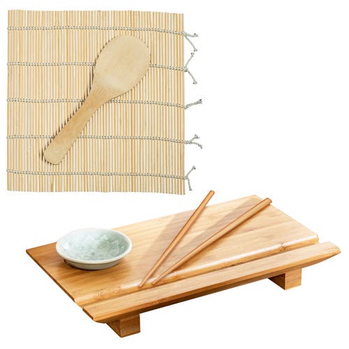 Joyce Chen Sushi Board And Sushi Roller Set In Brown