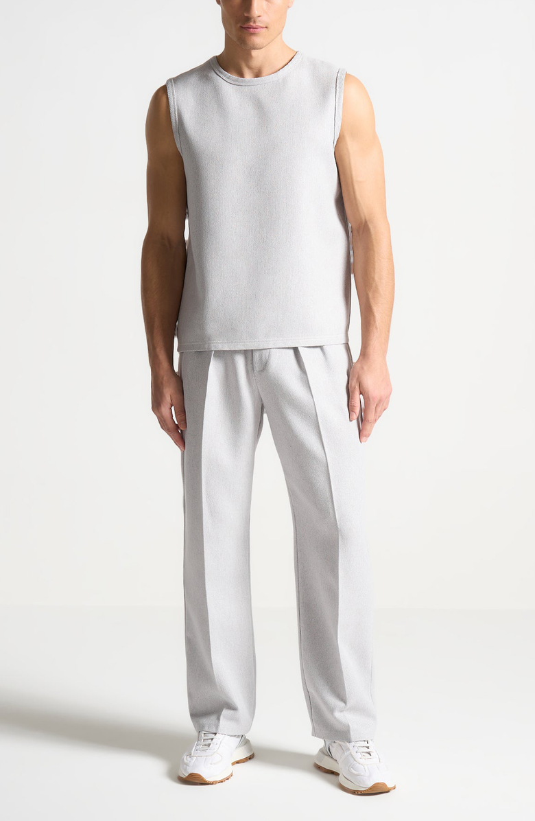 Manière De Voir Pierre Relaxed Fit Textured Pleated Tailored Trousers, Alternate, color, Grey
