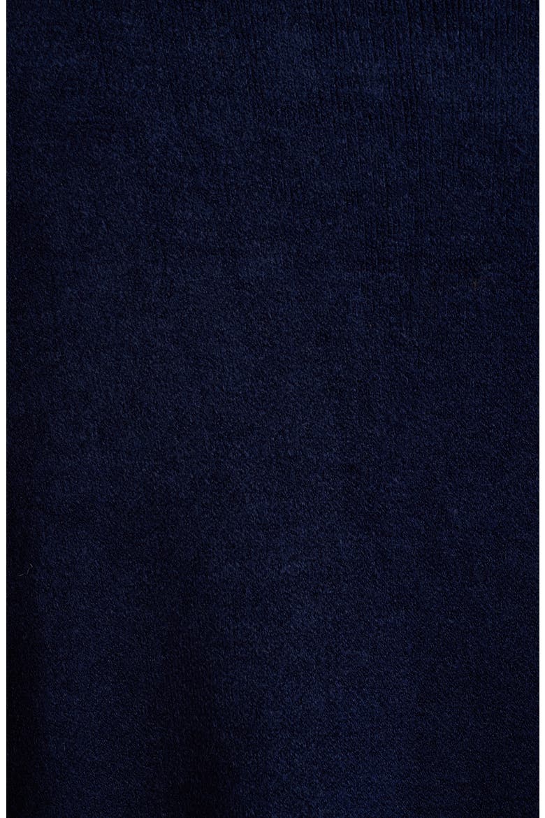 Faux Fur Trim Knit Ruana, Alternate, color, NAVY