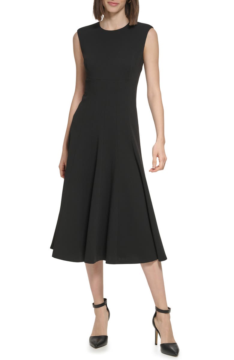 Calvin Klein Scuba Crepe Fit & Flare Dress, Main, color,