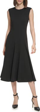 Calvin Klein Scuba Crepe Fit & Flare Dress
