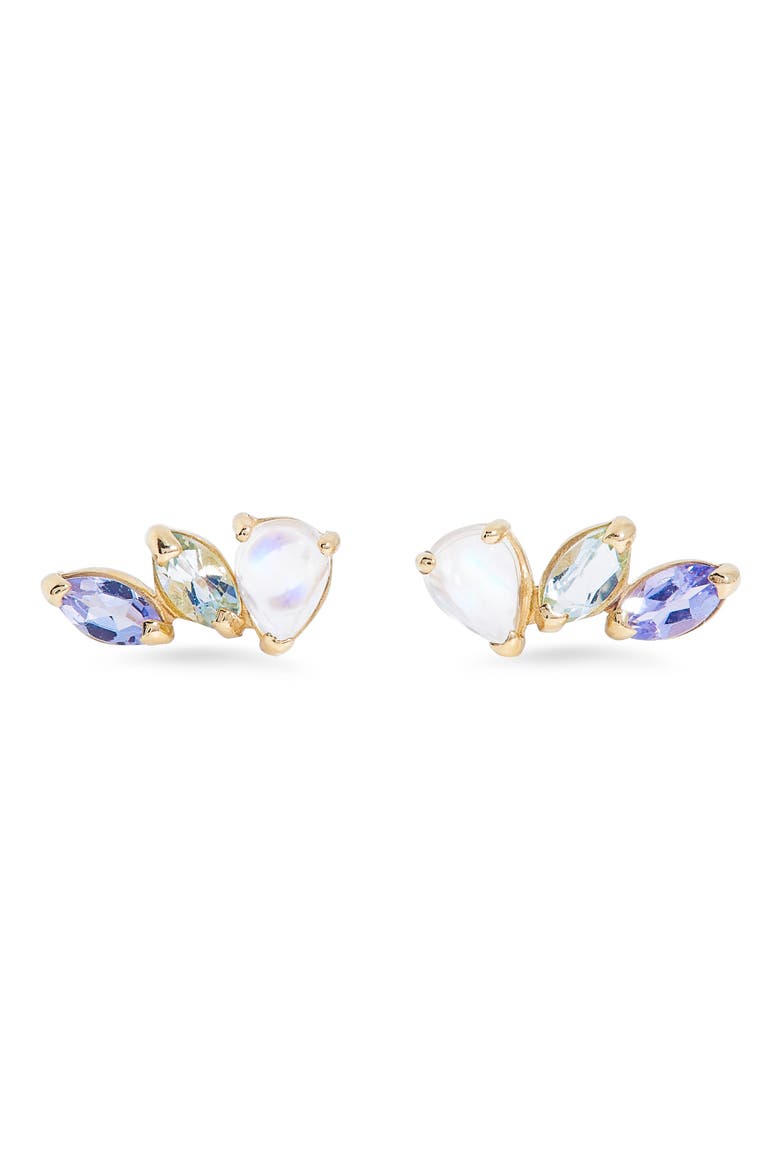 Over the Moon Gemstone Stud Earrings, Main, color, 10K YELLOW GOLD MULTI GEMSTONE