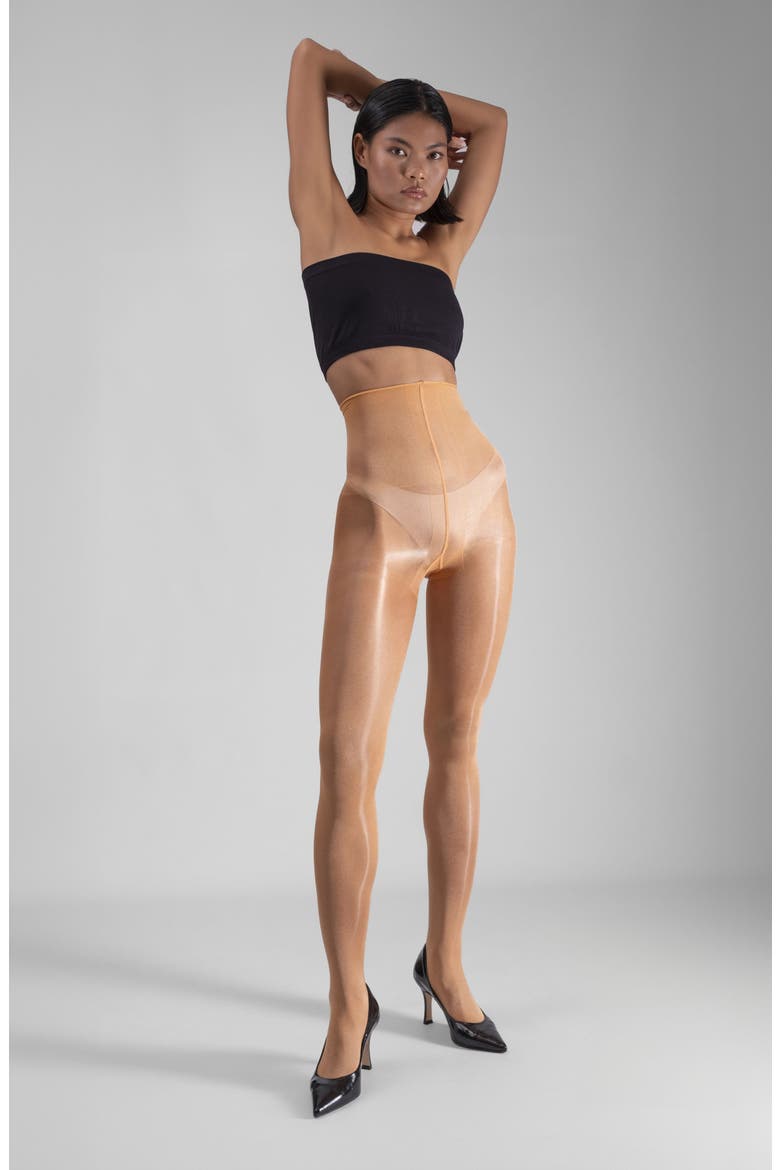 Lustrous Silky Shiny 20-Denier Sheer Tights, Alternate, color, CARAMEL