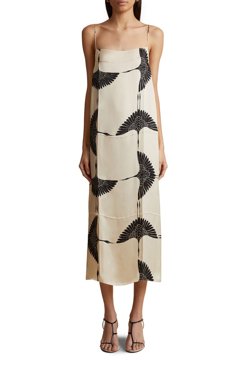 The Sicily Print Midi Dress, Main, color, CREAM / BLACK