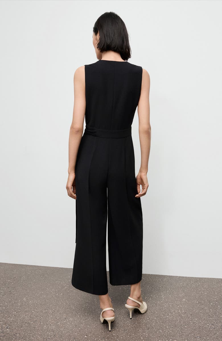 MANGO Belt Wrap Sleeveless Jumpsuit, Alternate, color, Black