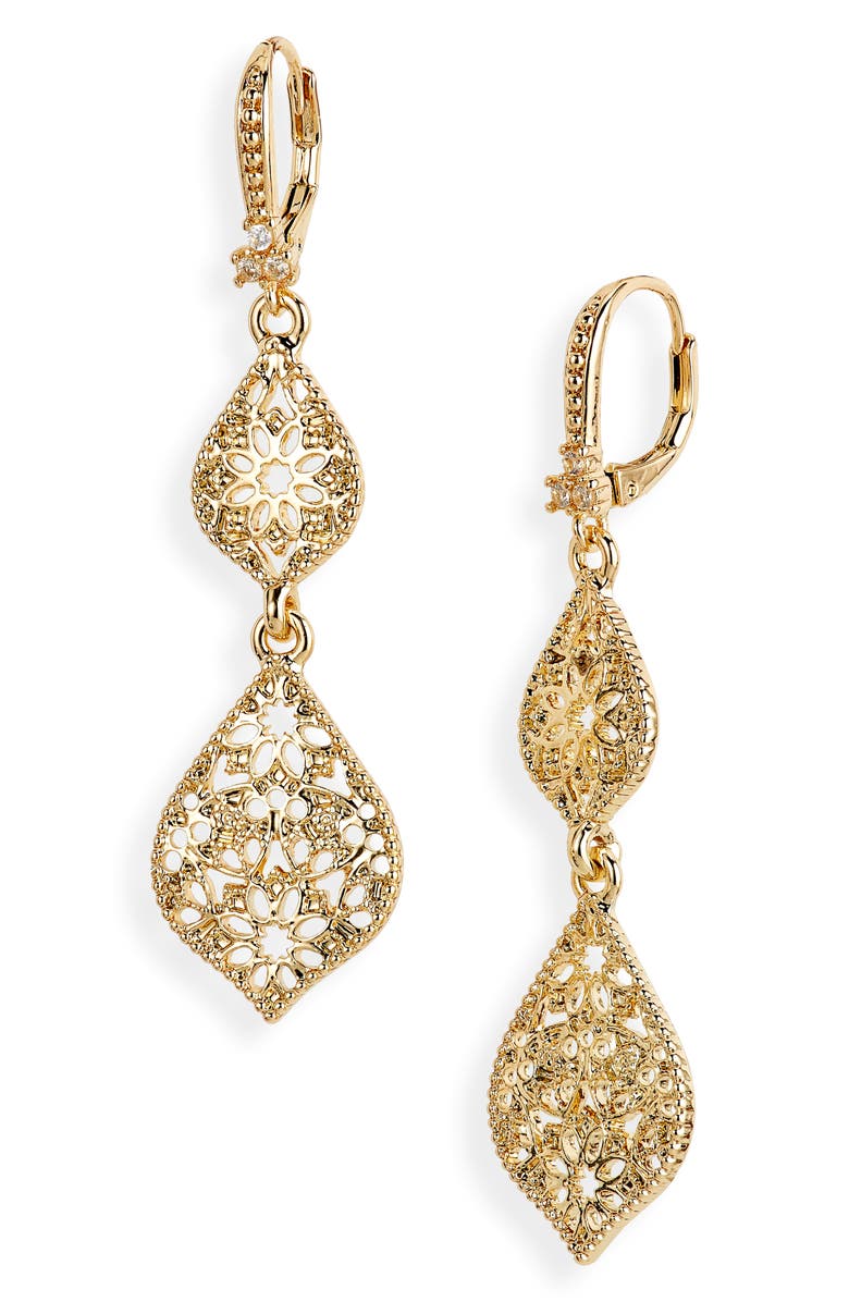 Marchesa Filigree Double Drop Earrings, Main, color,