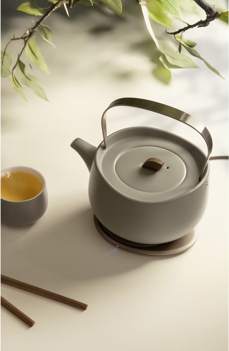 OHOM INC Leiph Self-heating Teapot Set, Alternate, color, Soft Gray