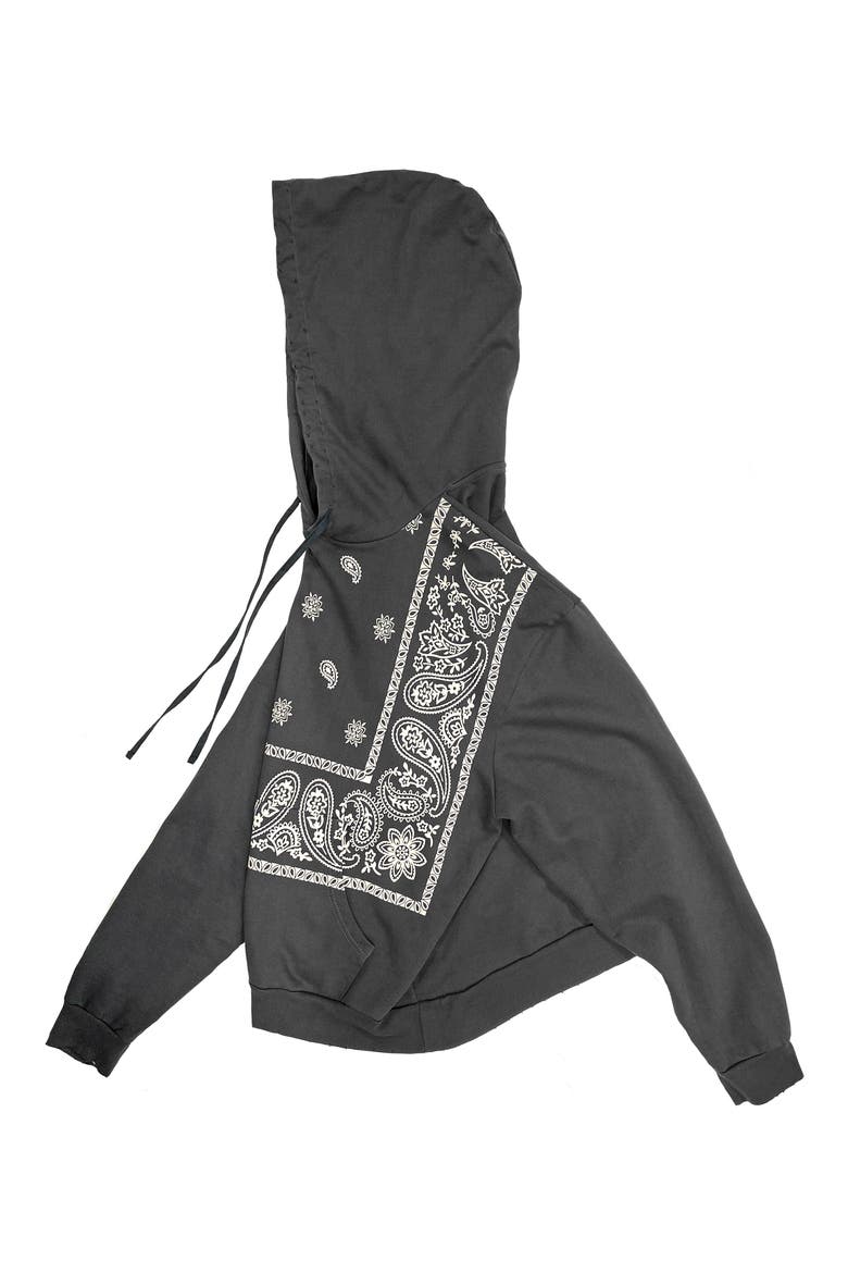Paisley Bandana Hoodie, Alternate, color, WASHED BLACK