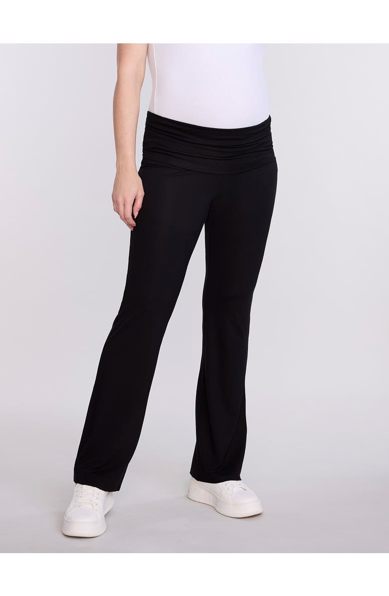 MOTHERHOOD MATERNITY Roll Over Waistband Flare Legging, Alternate, color, Black