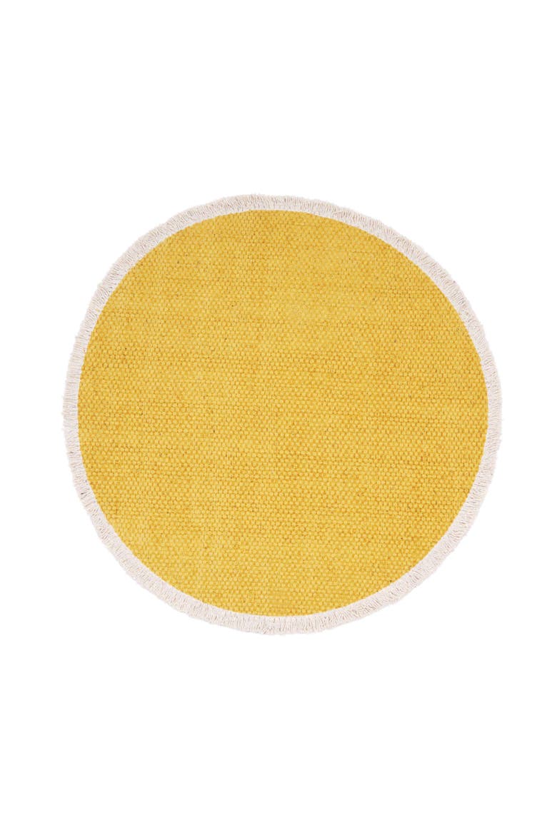 Fringed Dandelion Round Placemats Set of 6 15", Alternate, color, Yellow