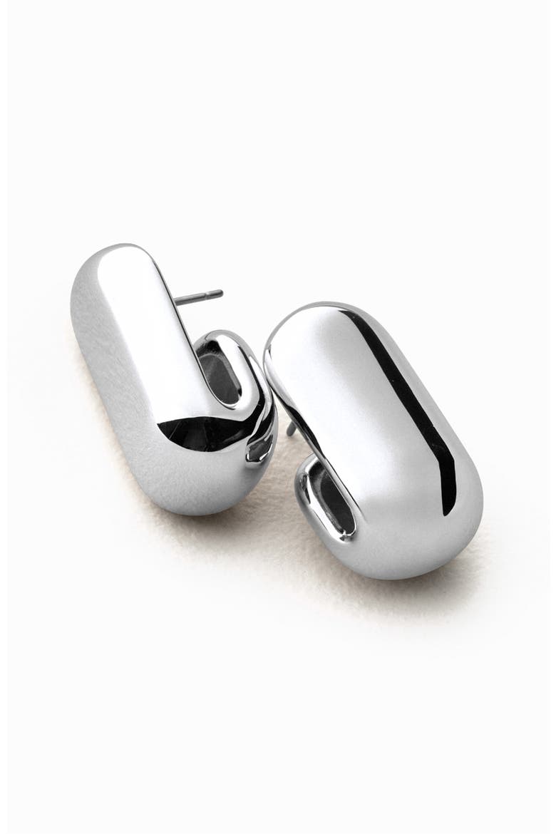 Leon Hoop Earrings, Main, color, HIGH POLISH SILVER