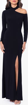 Xscape Evenings Cutout Shoulder Long Sleeve Gown