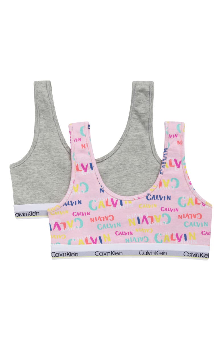 Calvin Klein Kids' Assorted 2-Pack Bralettes, Main, color, Pink /Heather Grey