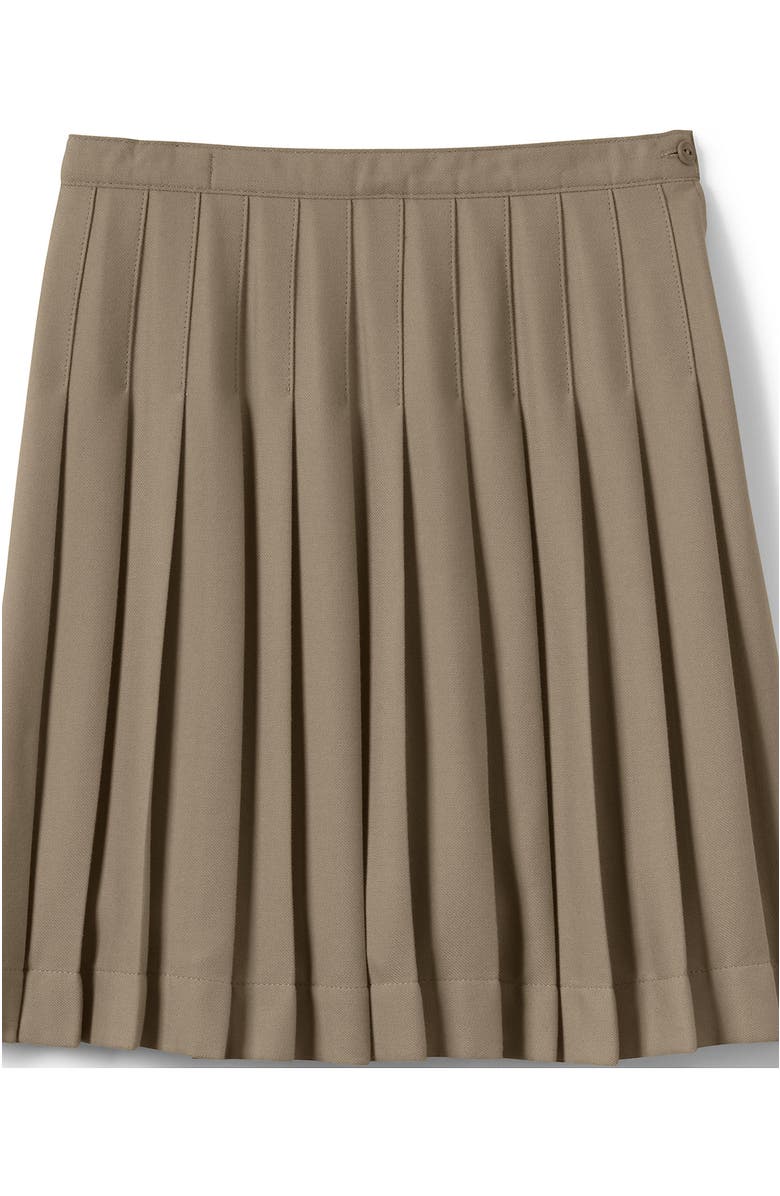 Lands' End School Uniform Girls Solid Pleated Skirt Below the Knee, Alternate, color, Khaki