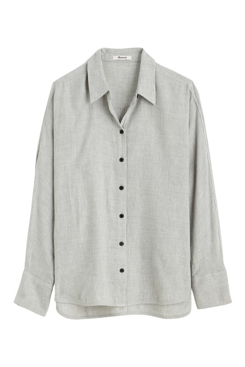 Heathered Flannel Dolman Sleeve Button-Up Shirt, Alternate, color, HEATHER GREY
