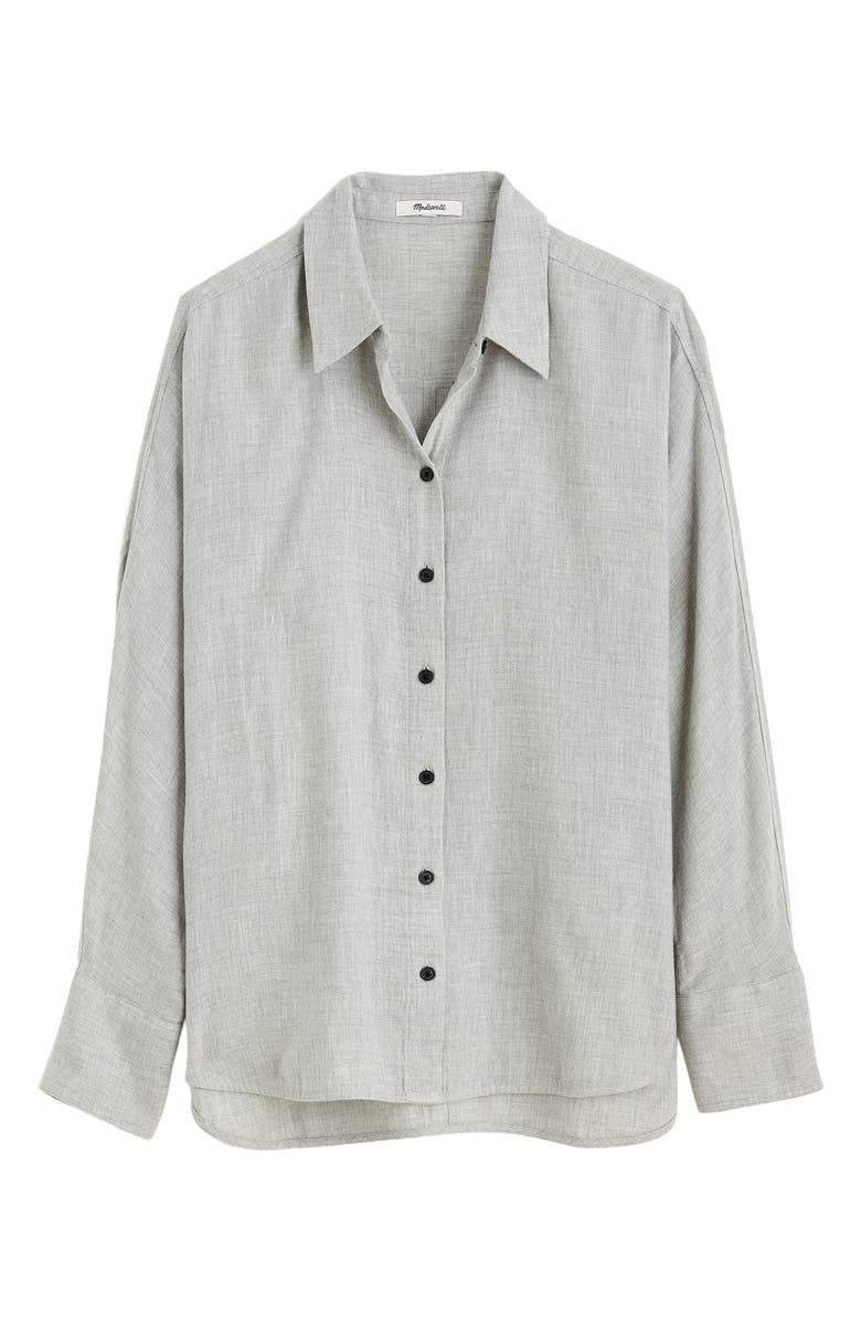 Madewell Heathered Flannel Dolman Sleeve Button-Up Shirt, Alternate, color, Heather Grey