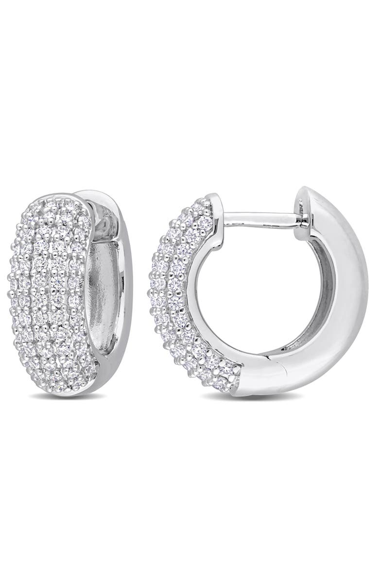 Julianna B. Moissanite Cluster Hoop Earrings, Main, color,