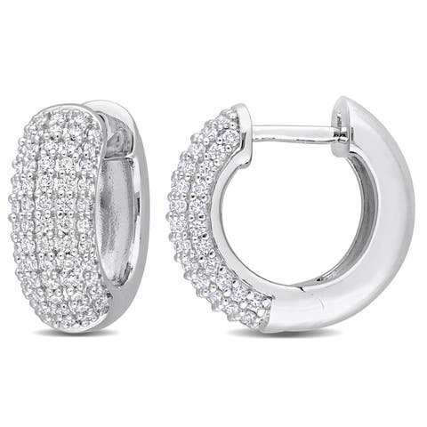 Moissanite Cluster Hoop Earrings