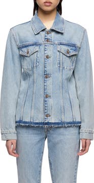 7 For All Mankind Cinched Release Fray Hem Denim Trucker Jacket
