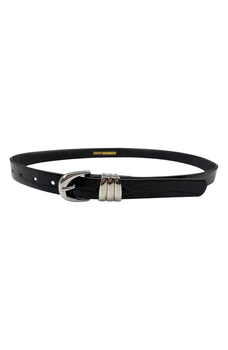 Petit Moments Trio Croc Embossed Faux Leather Belt, Main, color, 