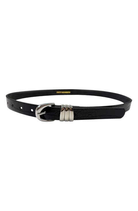 Trio Croc Embossed Faux Leather Belt