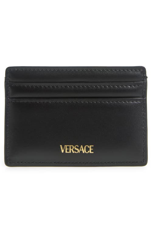 Versace Medusa Leather Card Case In Black- Gold