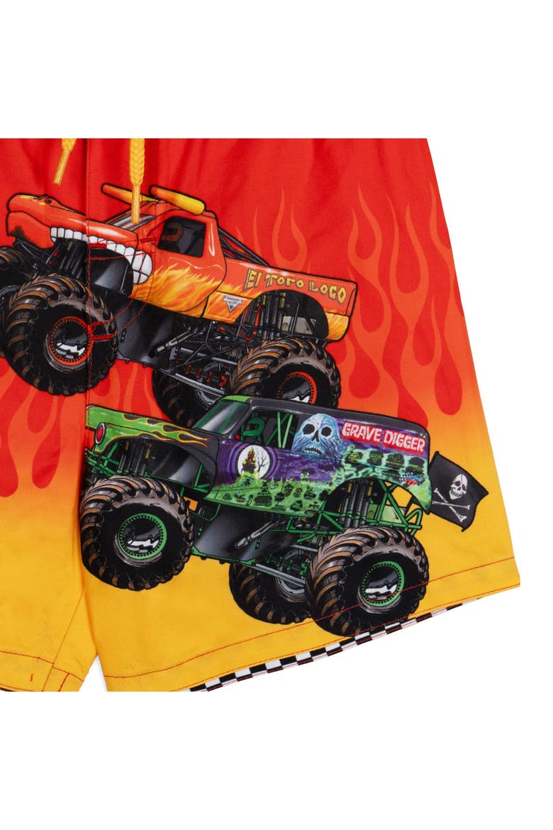 Swimwear Swim Trunks, Alternate, color, Grave Digger Flame