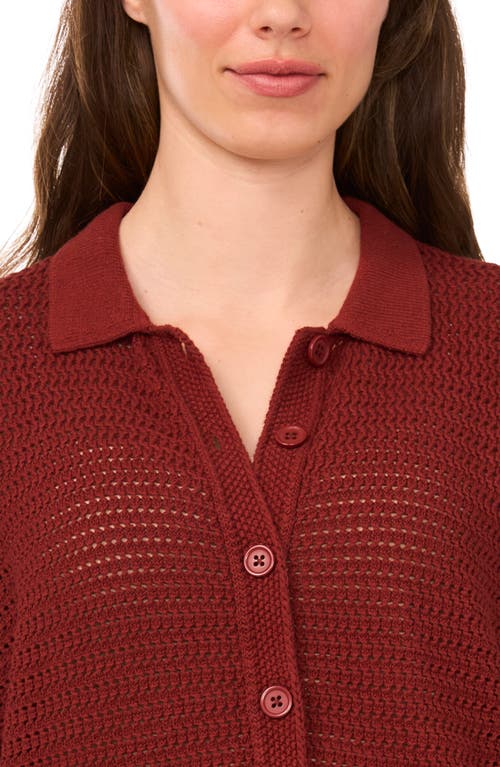 Halogenr Halogen(r) Open Stitch Button-up Polo Sweater
