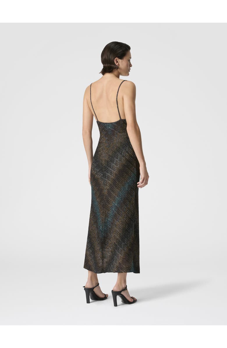 Missoni Viscose Lamé Gown With Deep Neckline, Alternate, color, Green& Brown