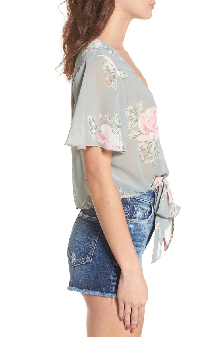 Tortuga Tie Front Crop Top, Alternate, color, SWEETHEART SAGE