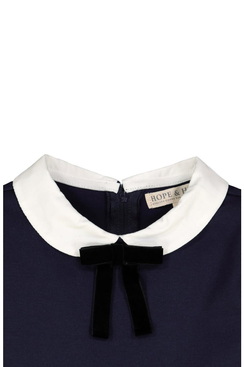 Girls' French Look Ponte Dress with Bow, Toddler, Alternate, color, Navy