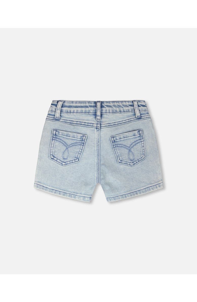 Deux par Deux Embroidered Daisies Denim Shorts, Alternate, color, Light Blue Denim