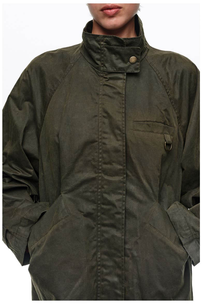 Waxed A-line Trench Coat, Alternate, color, KHAKI